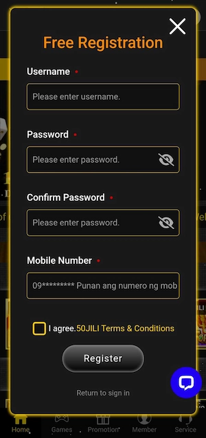 Fill in Username + Password + Phone number 